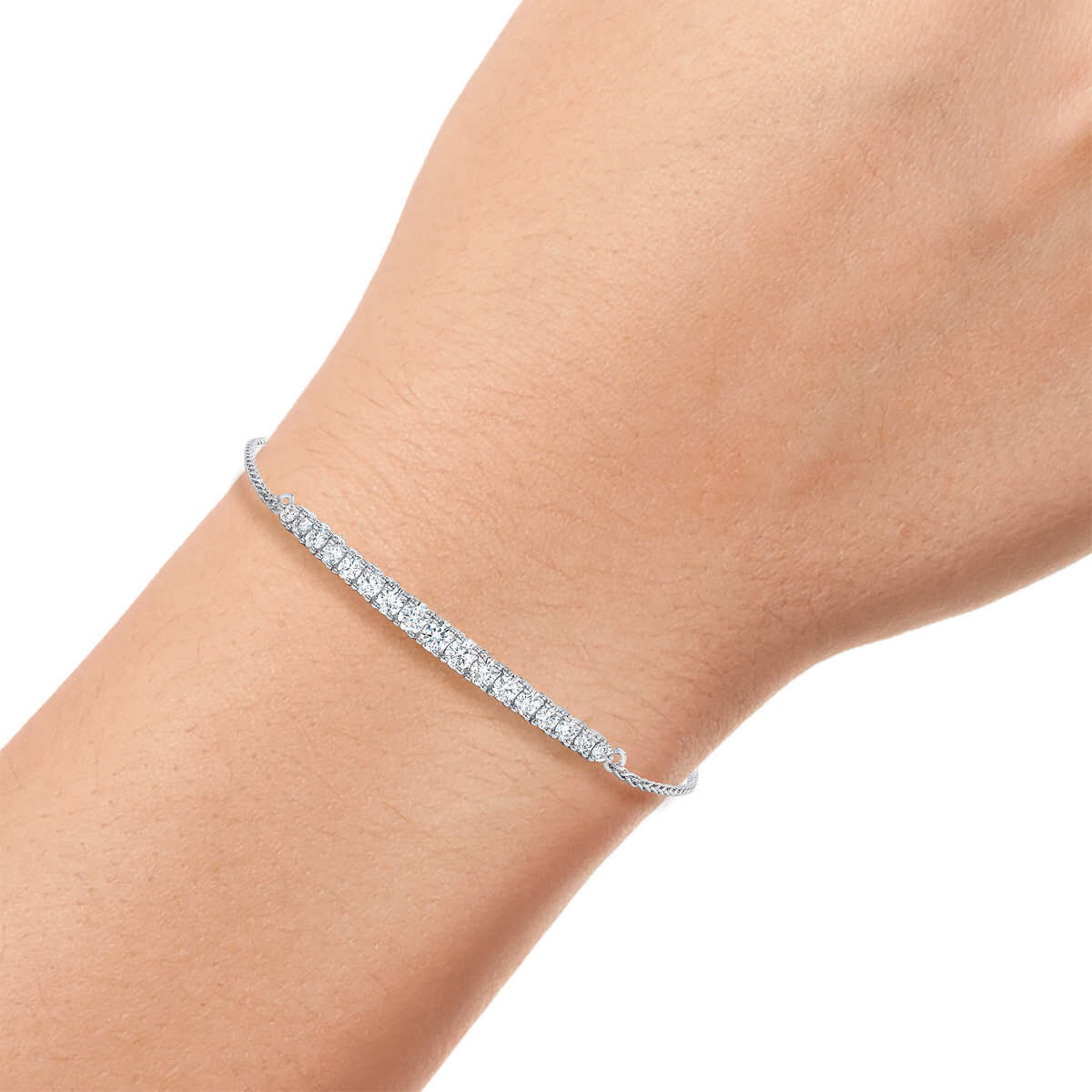 1.00ctw Round Brilliant Cut Diamond Bolo Bracelet 14ct W