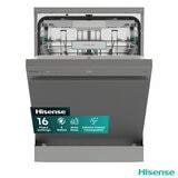 Hisense HS693A90XADUK 16 Place Settings, Freestanding Dishwasher, A Rated, in Silver