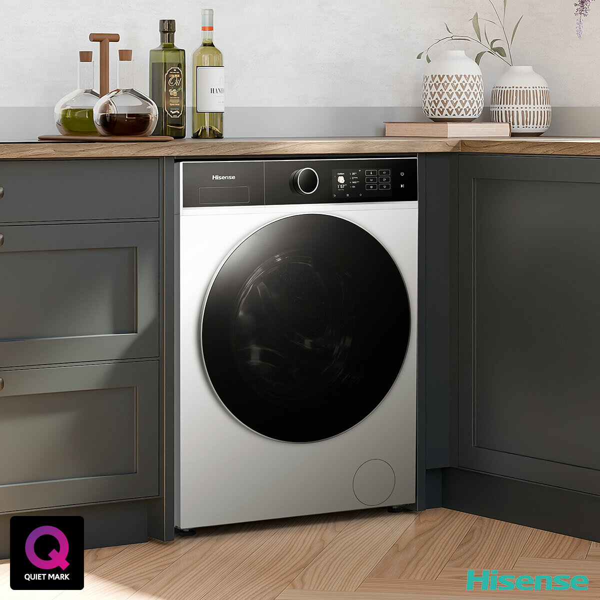 Hisense KitchenFit 5i Series WF5I1245BWR, 12kg Washing Machine, A Rated in White