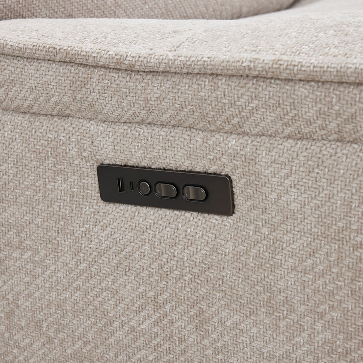 Armchair Beige  USB Ports and Recliner Button