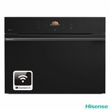 Hisense Hi8 BlackLine BIM4AH8UKWF Built In Electric Single Oven with Microwave, in Jet Black
