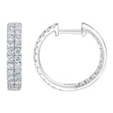 1.50ctw  Double Hoop Diamond Earrings, 14k White Gold