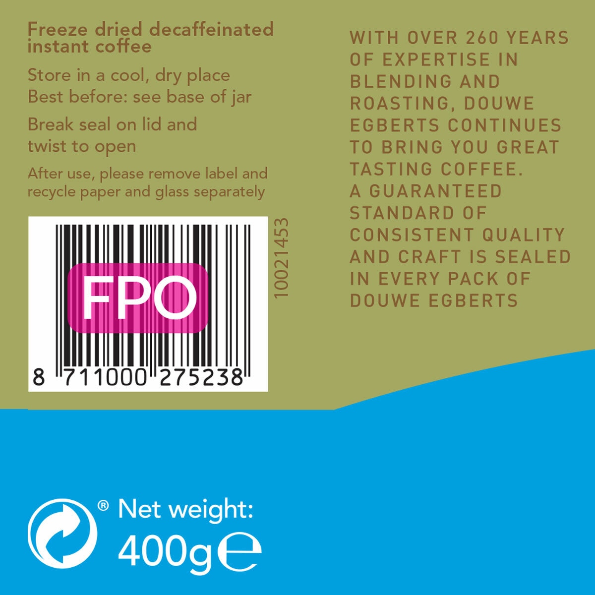 Douwe Egberts Pure Decaff Medium Roast, 400g