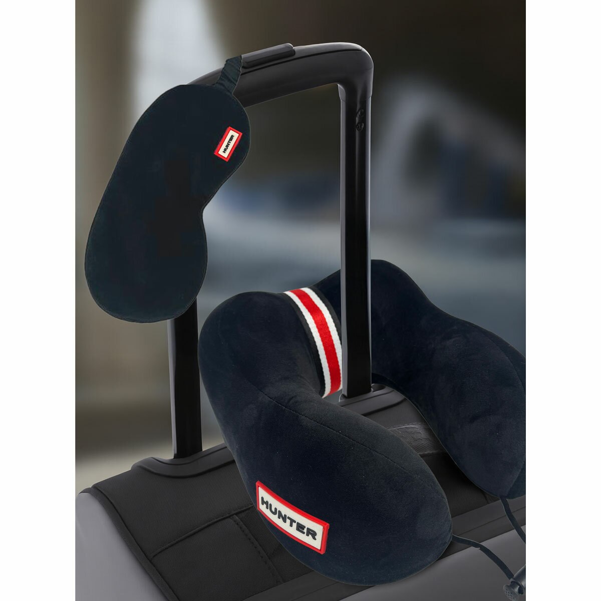 Hunter Travel Neck Pillow & Eye Mask Set, in Black