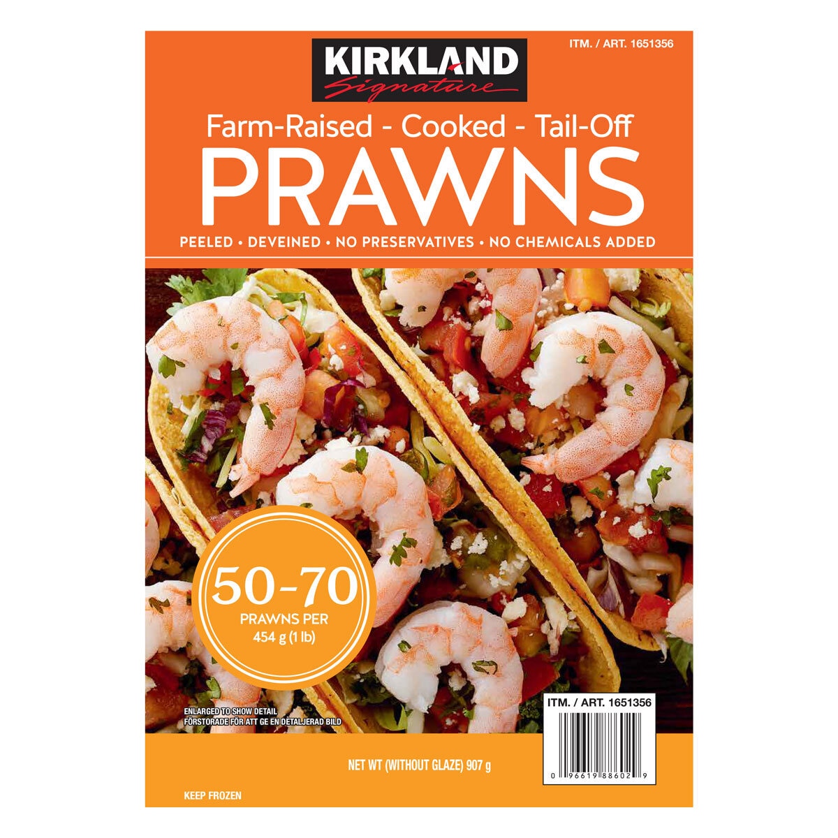 Kirkland Signature Cooked Peeled Prawns 50/70, 907g