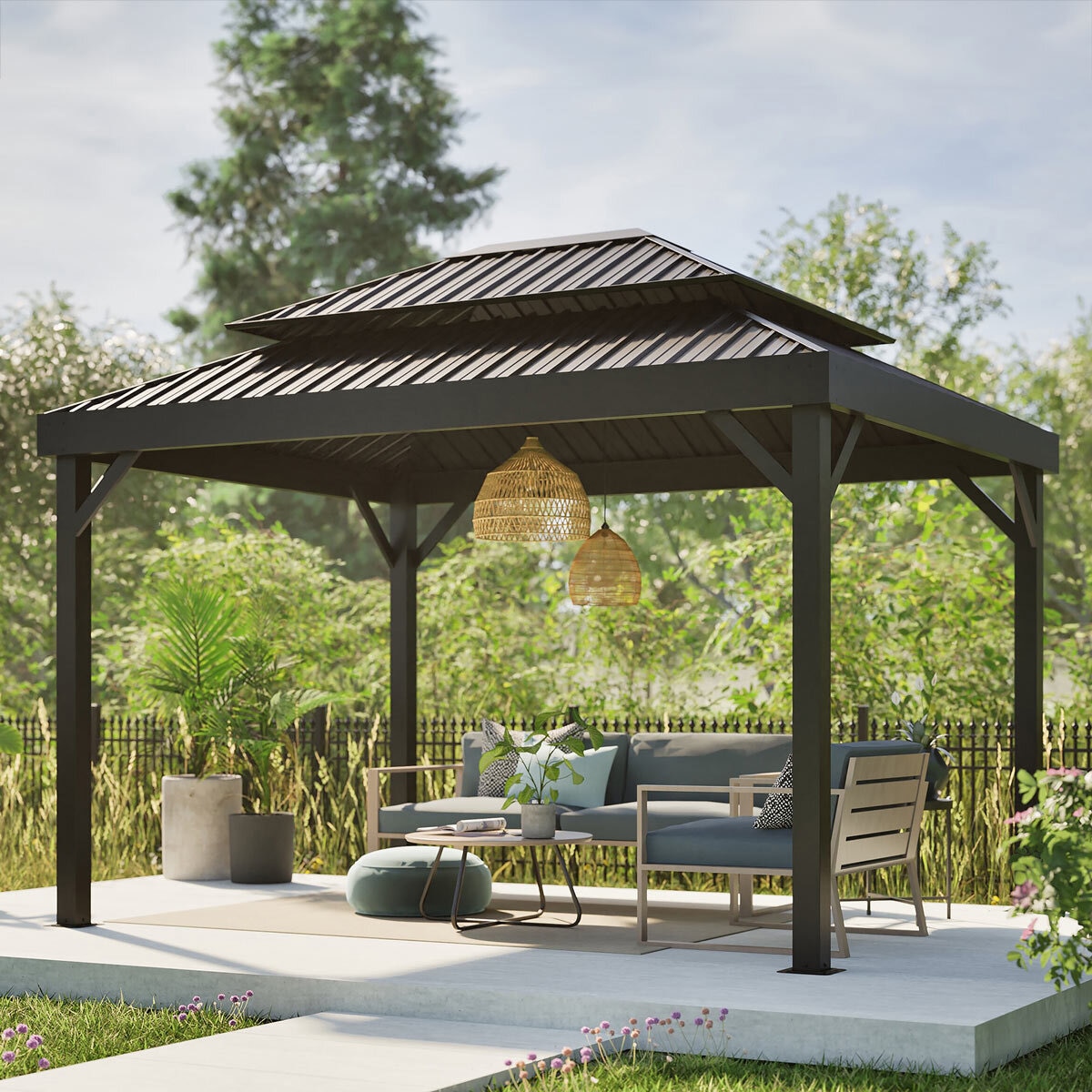Sojag Alma Gazebo with Double Roof 10ft x 14ft (3 x 4.23m) with Mosquito Netting