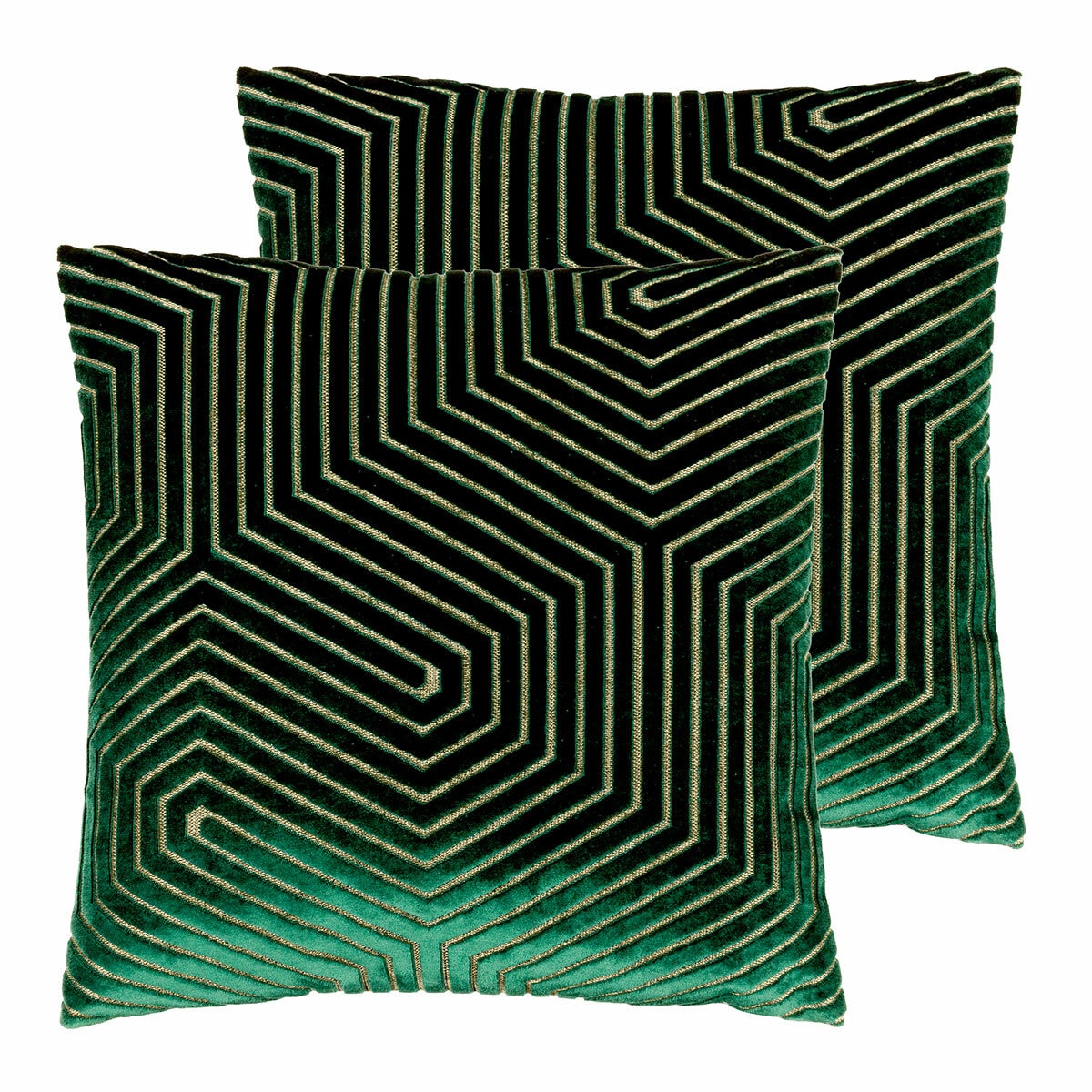 Paoletti Evoke Green Velvet Feather Fill Cushion 2 Pack, 45 x 45 cm