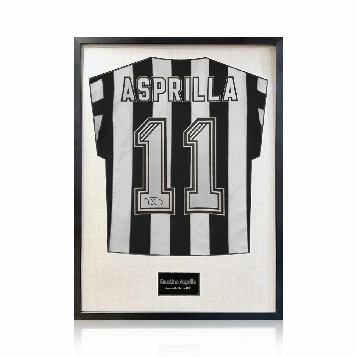 Faustino Asprilla Signed Shirt in White Frame Faustino Asprilla Signed Shirt in White Frame