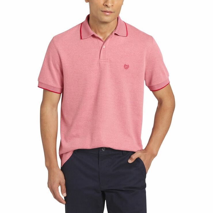 Chaps Men's Birdseye Pique Polo Shirt in Red
