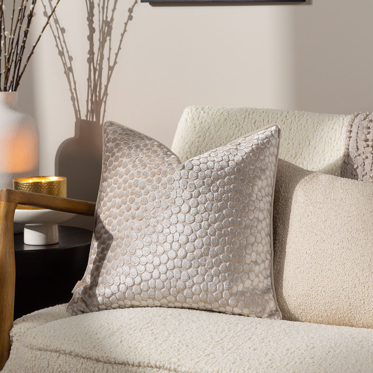 Furn Lanzo Velvet Feather Fill Cushion 2 Pack in 3 colours, 45 x 45 cm