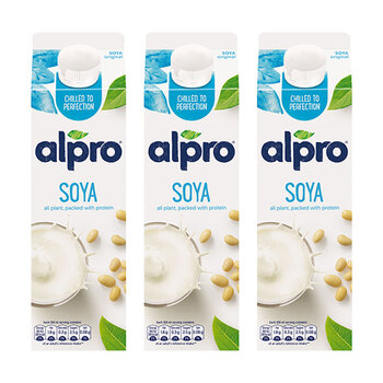 Alpro Original Soya Milk, 3 x 1L
