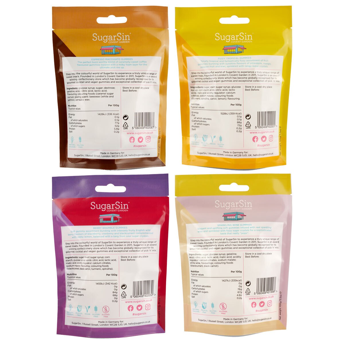 SugarSin Gourmet Gummies Gift Box, 10 x 100g