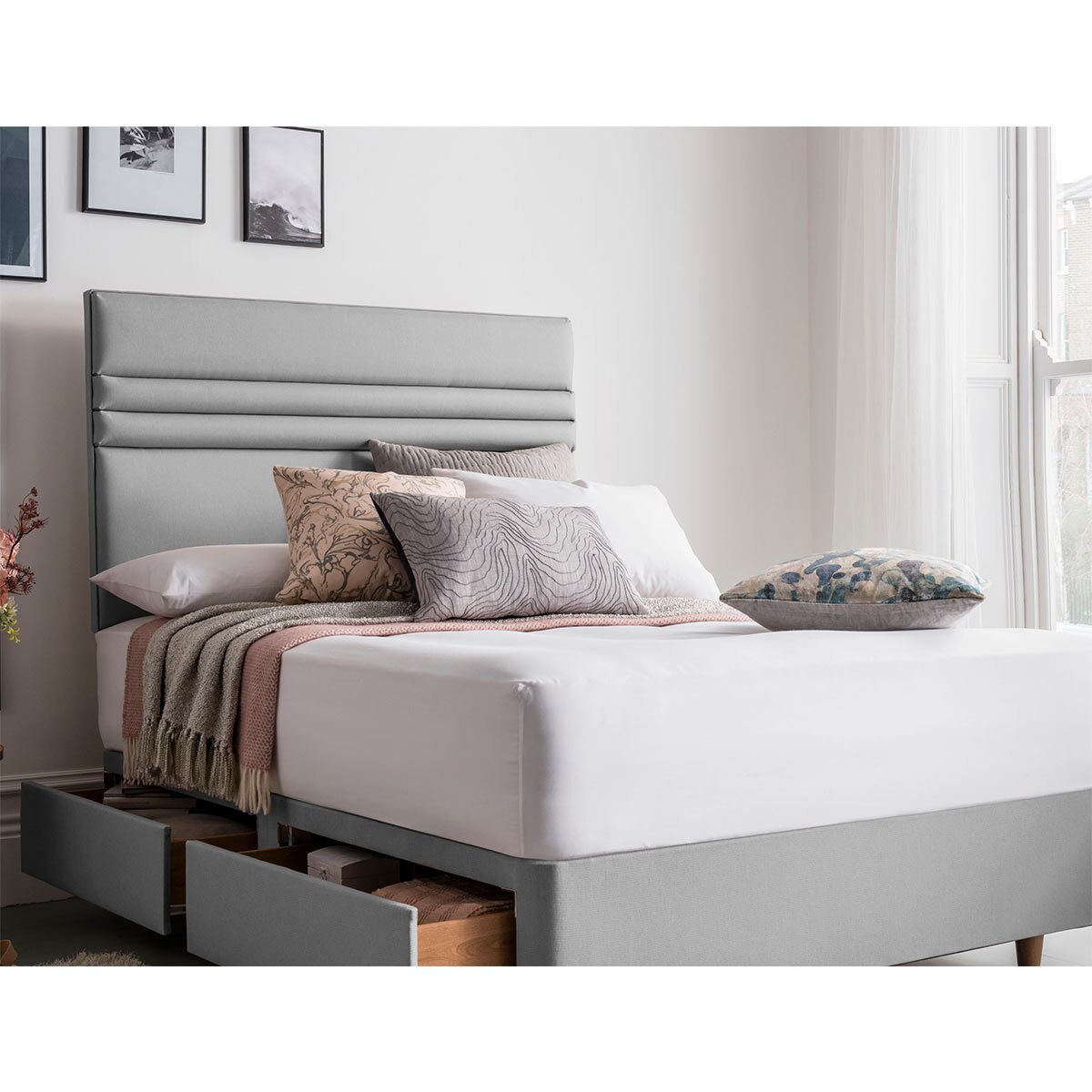 Silentnight Roma Slate Grey Fabric Headboard, Single