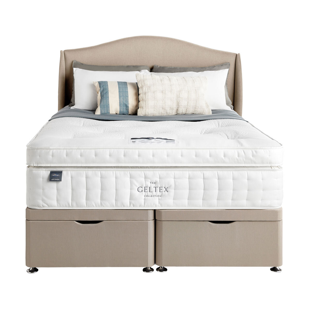 Silentnight Geltex 4000 Mattress & Sandstone Full Ottoman Divan in 3 Sizes