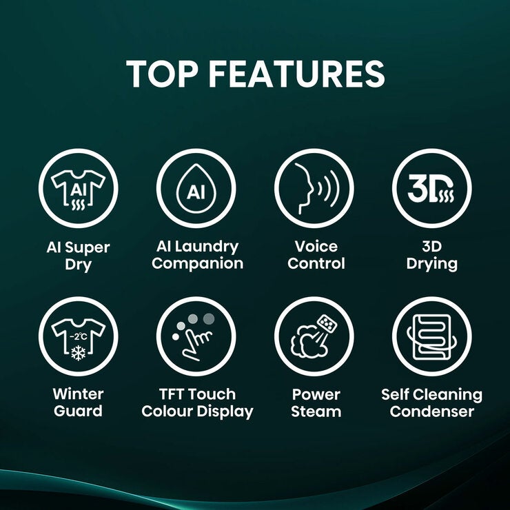 Hisense 7i Series DH7I108BBAB1 10kg Heat Pump Dryer, A+++ Rated in Black Hisense 7i Series DH7I108BBAB1 10kg Heat Pump Dryer, A+++ Rated in Black