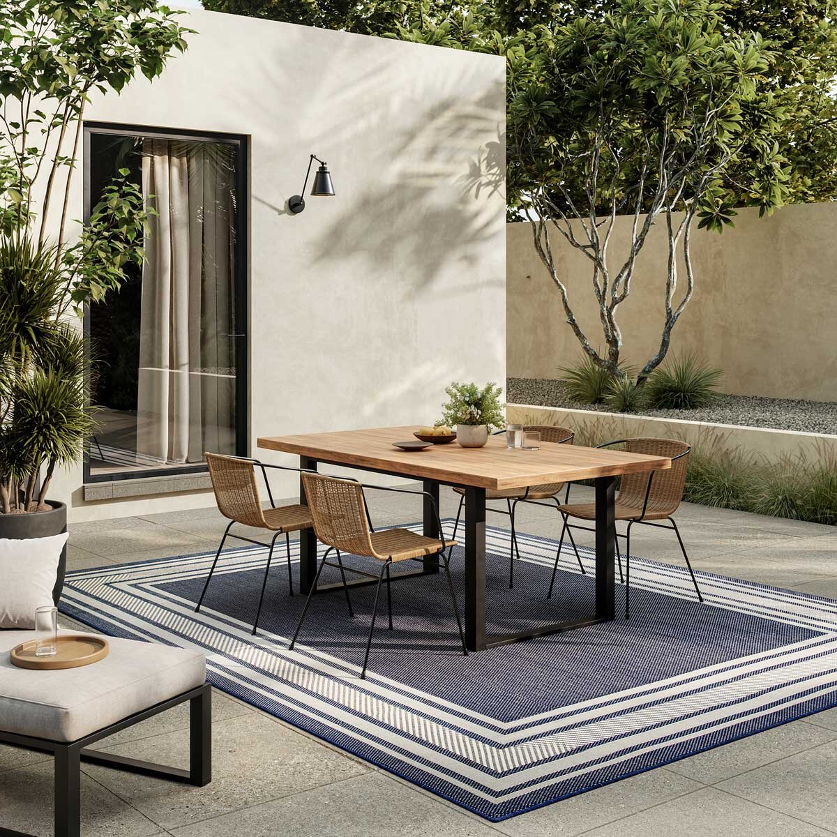 Nourison Horizon Border Indoor / Outdoor Rug in 2 Sizes, Navy