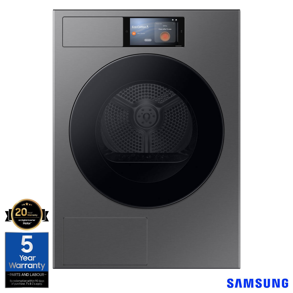 Samsung DV90F09F4SU1 9kg Heat Pump Dryer, A+++ Rated in Dark Steel