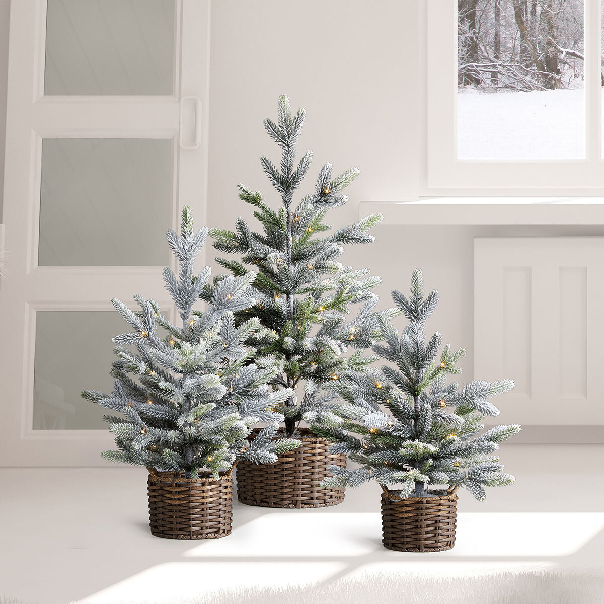 Flocked christmas on sale trees on sale