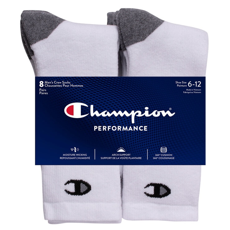 Champion Men's Crew Sock, 8 Pack