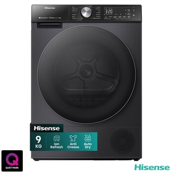 Hisense DH5S902BB, 9kg Heat Pump Dryer, A+++ Rated in Black