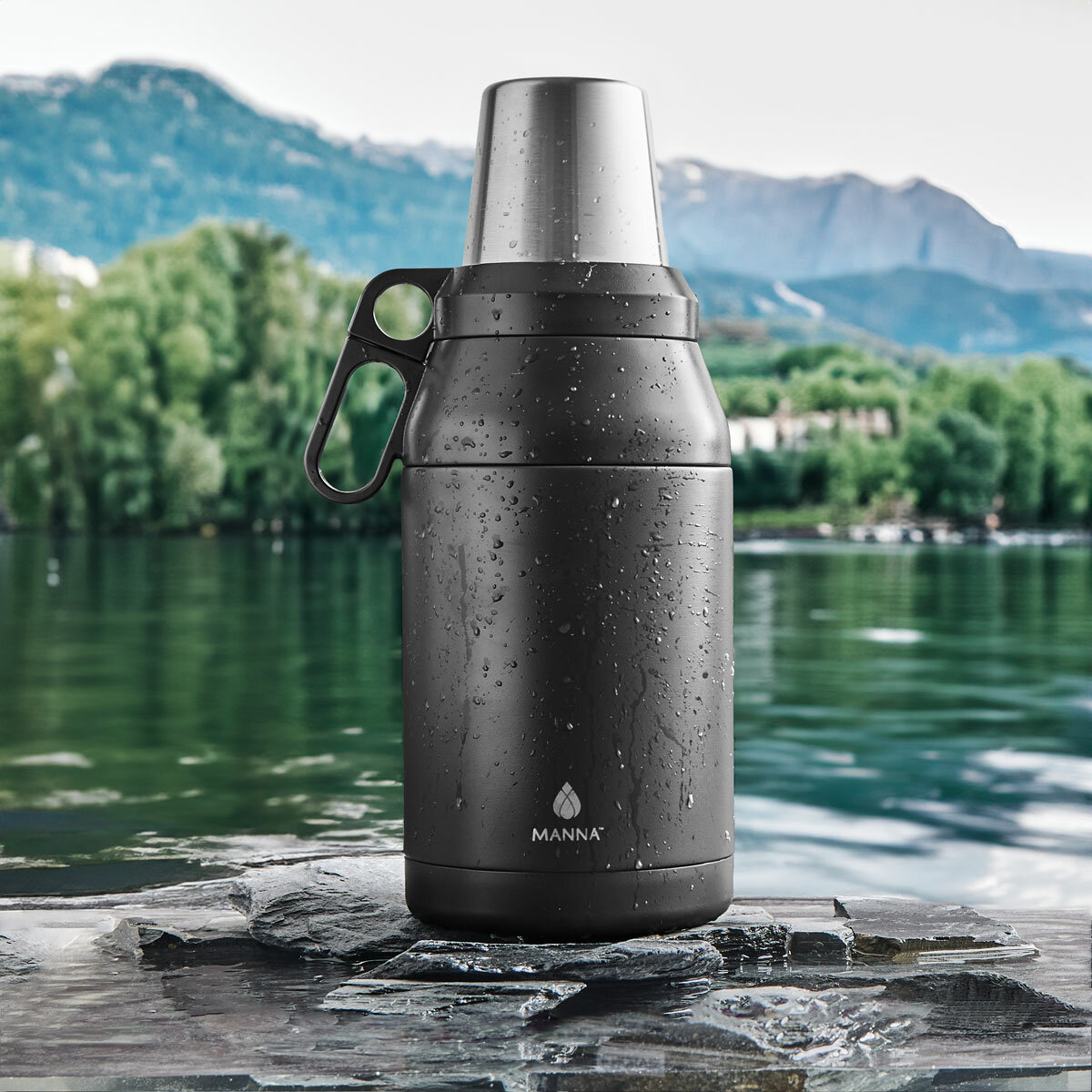 Manna Stack Jug with 4 Stackable Stainless Steel Cups, 1.9L in 2 Colours