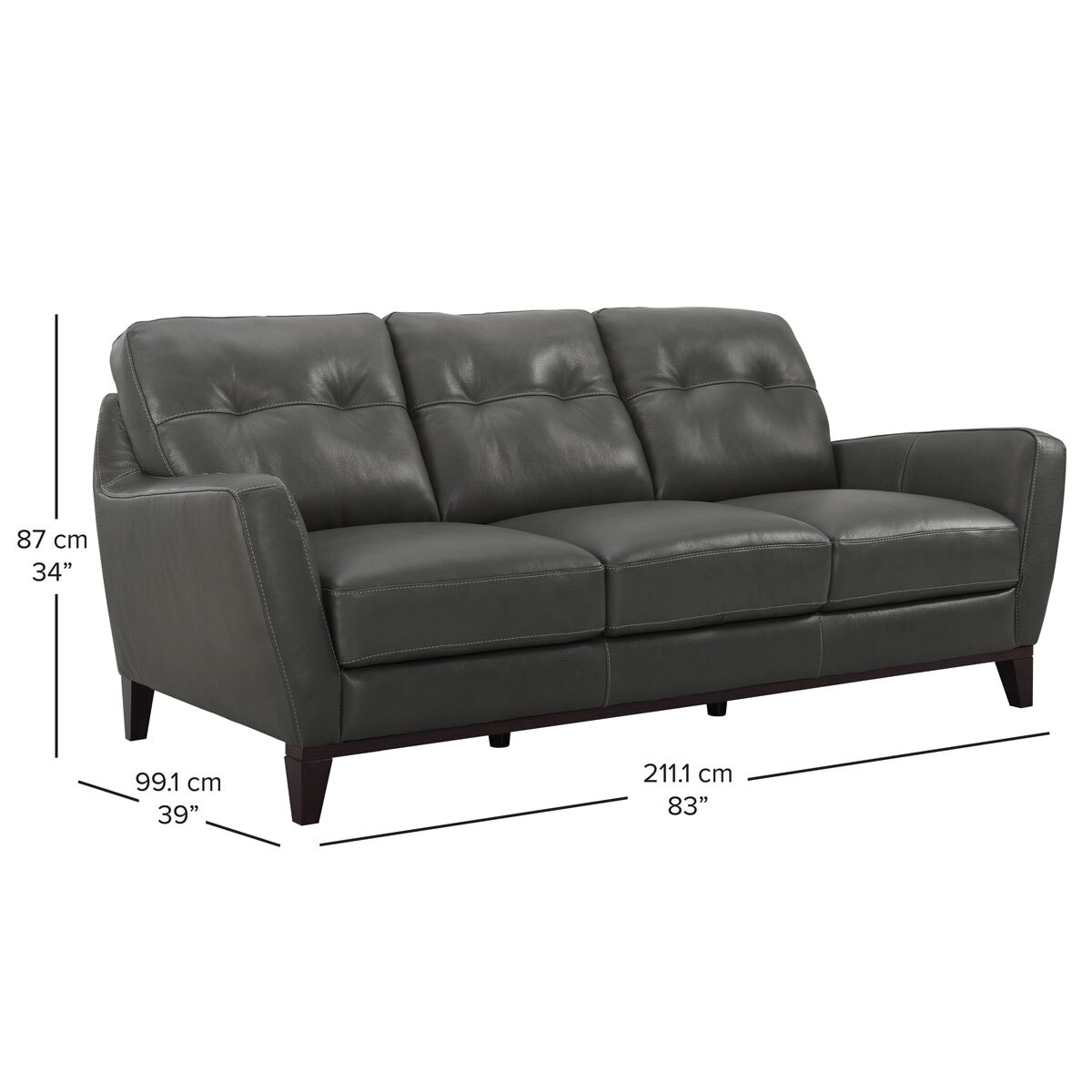 Natuzzi Mills Grey Leather 3 Seater Sofa Costco UK