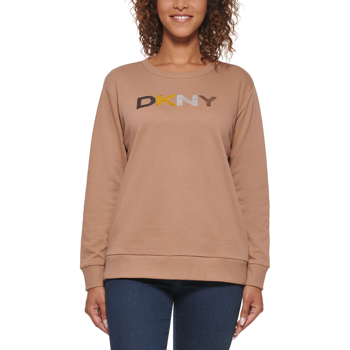 DKNY Women's Sequin Sweatshirt in Mocha | Costco UK