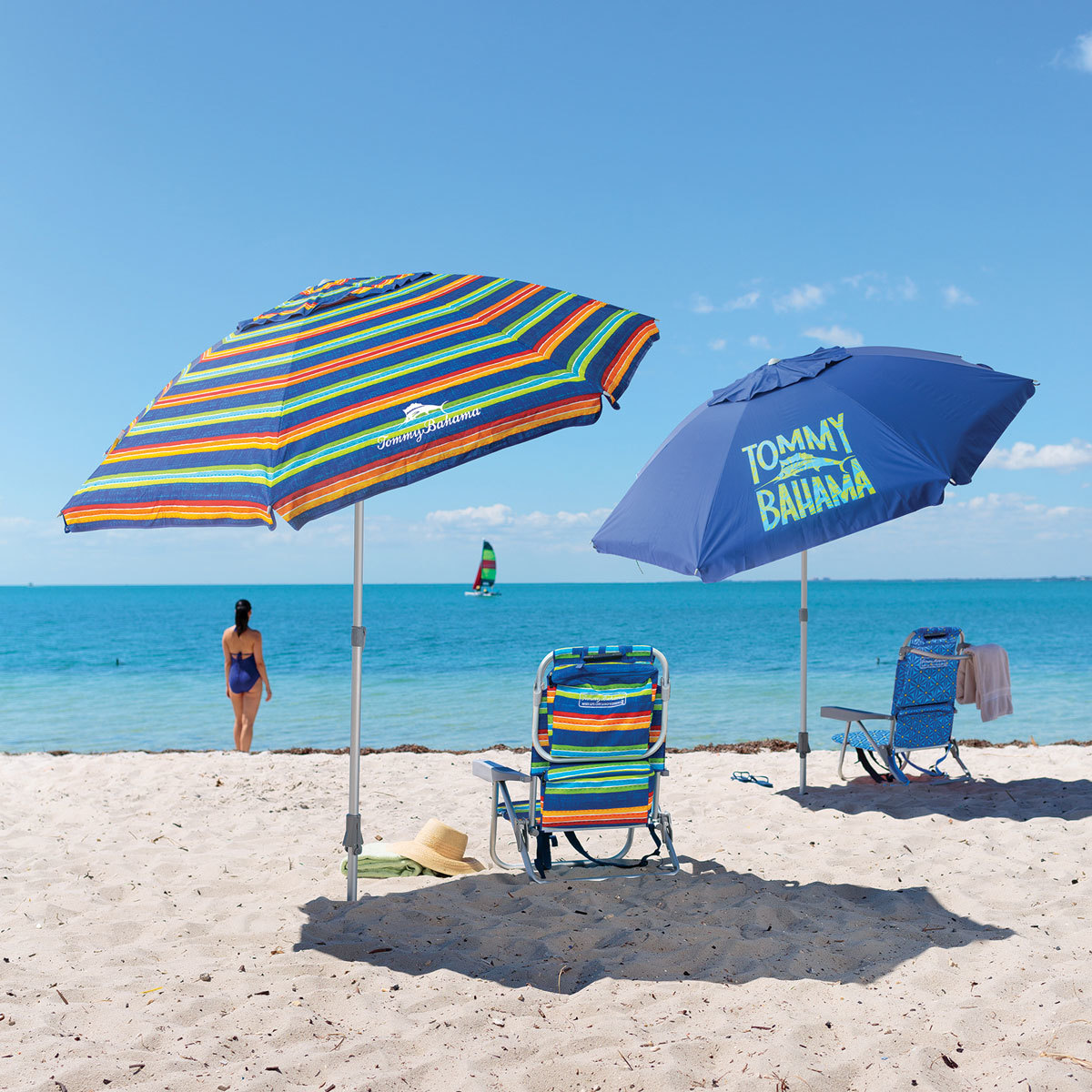 Tommy Bahama Indoor/Outdoor Umbrella BEACH CHAIR STRIPE Print Runner 14"x70" NEW 