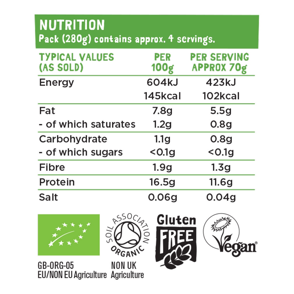 The Tofoo Co. Naked Organic Tofu, 4 x 280g