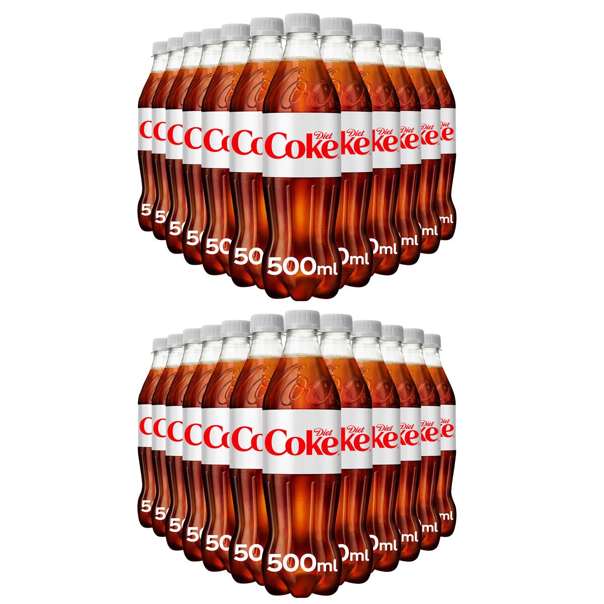 Cut out image of multiple bottles on white background