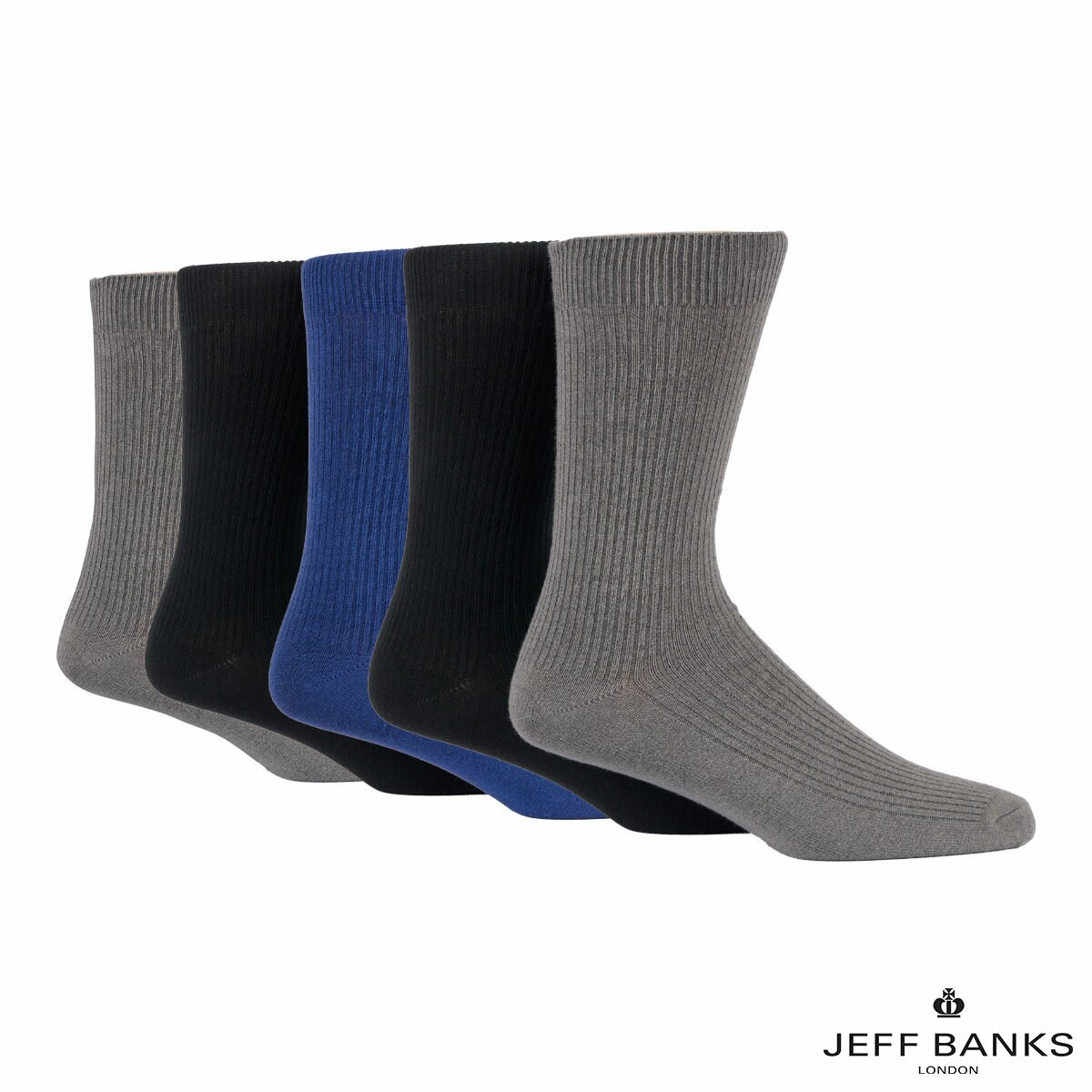 Jeff Banks Men's Ribbed Sock 10 Pack in Black