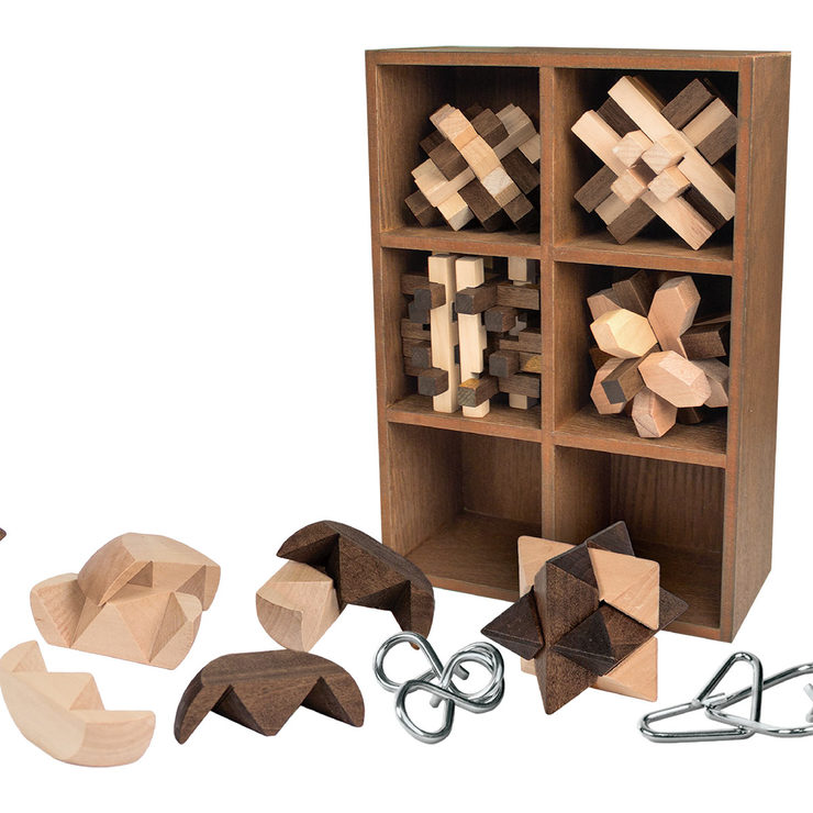 Think Box Thinking Puzzles With 8 Wooden and Iron Teasers (10+ Years
