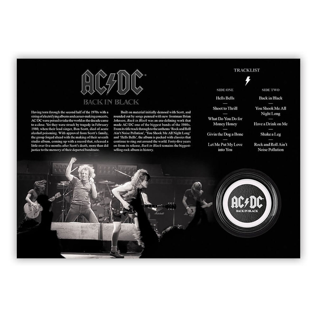 AD/DC Stamps & Medal Cover Back in Black from Royal Mail