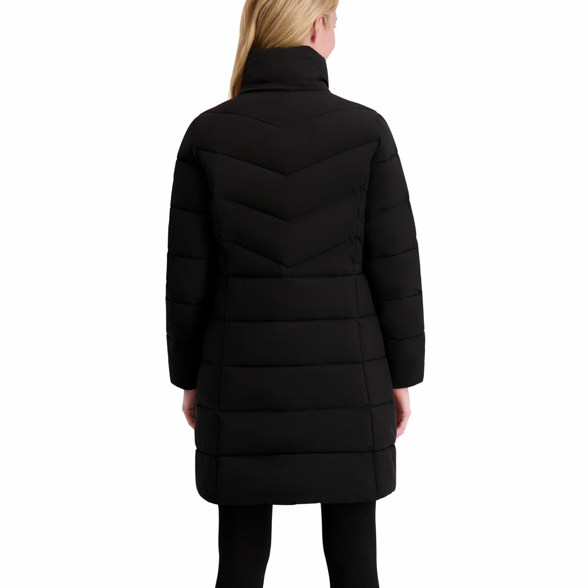 Halston Ladies Hooded Walker Coat in Black