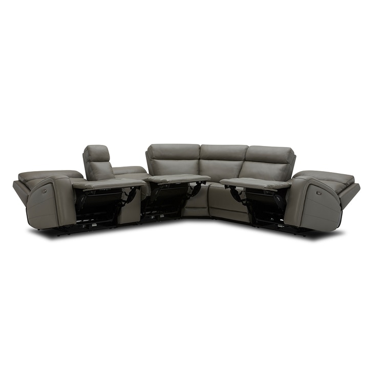 Kuka Paisley Leather Reclining Sectional Sofa with Power Headrests