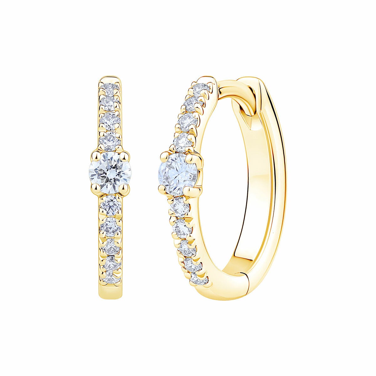 0.20ctw Round Brilliant Cut Diamond Hoop Earrings, 14ct Yellow Gold 0.20ctw Round Brilliant Cut Diamond Hoop Earrings, 14ct Yellow Gold