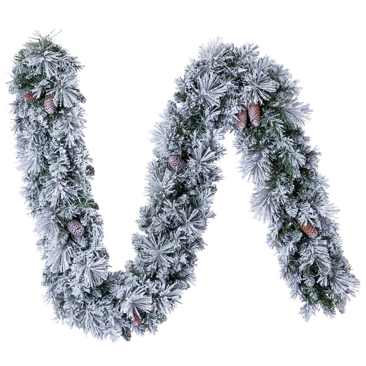 9ft (2.7m) Pre-lit Flocked Glitter Christmas Garland with 150 Colour changing LED Lights