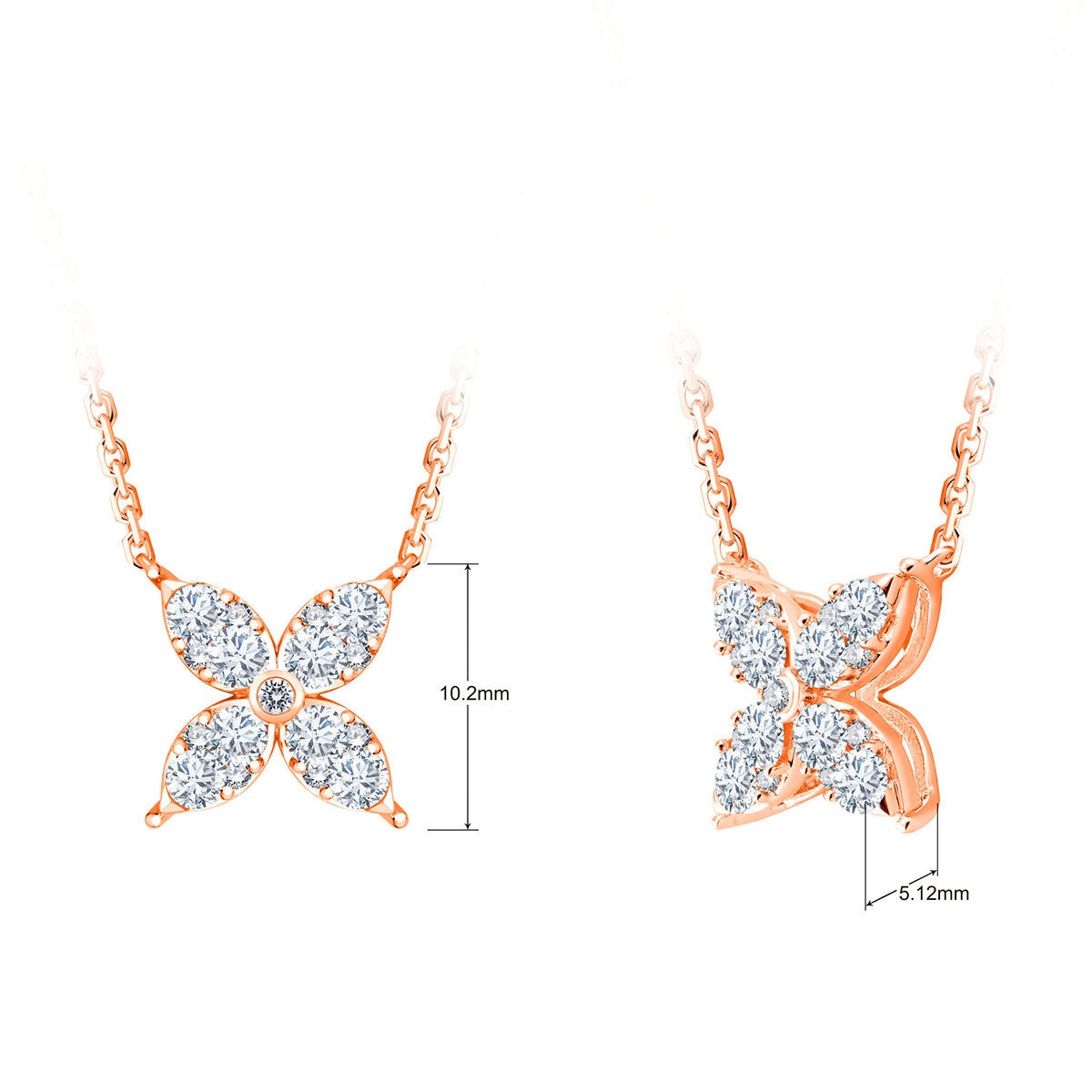0.50ctw Round Brilliant Cut Diamond Flower Necklace, 14k Rose Gold