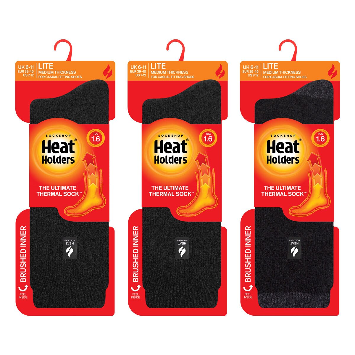 Heat Holders Men's Lite Thermal Socks 3 Pack