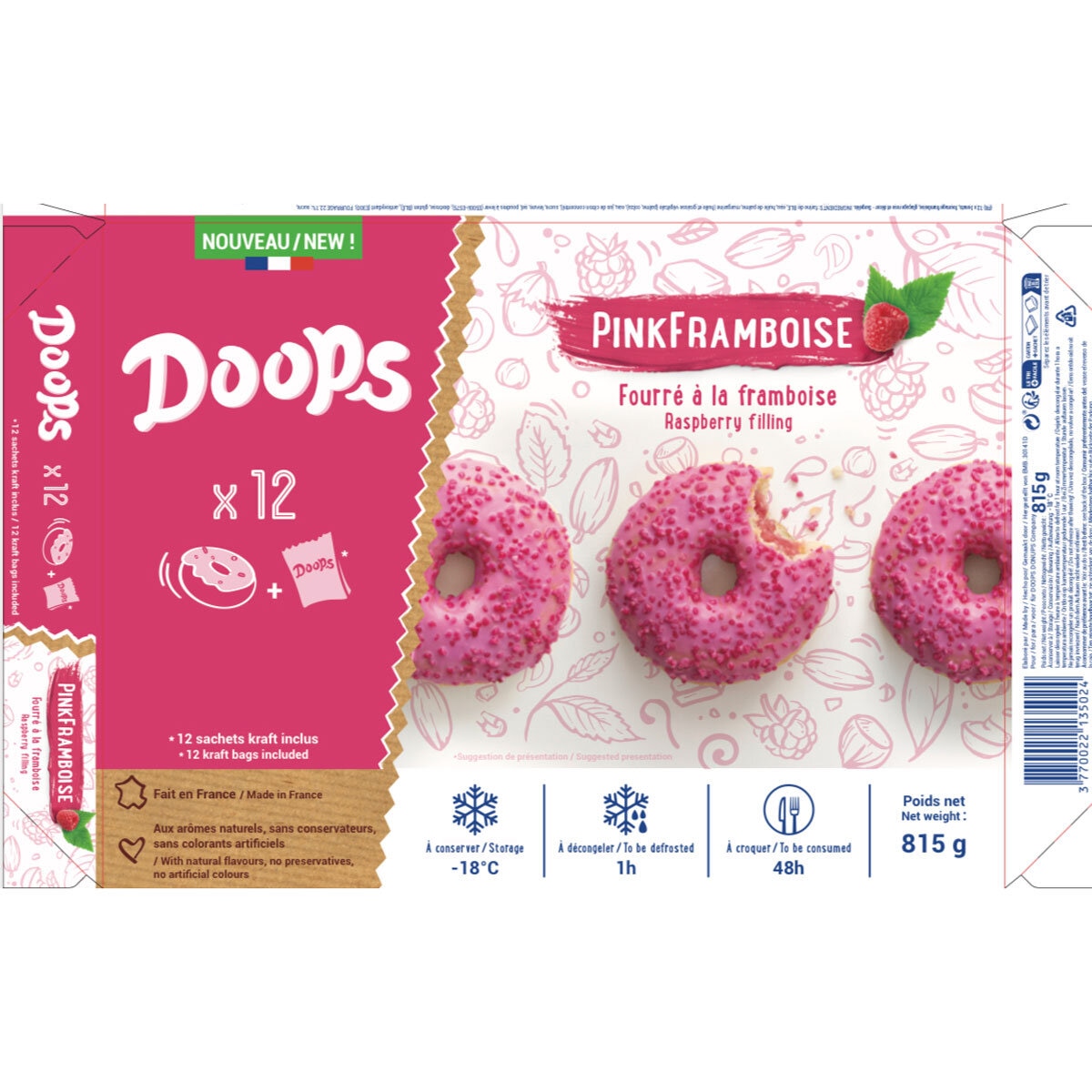 Doops Raspberry Filled Doughnuts, 12 Pack