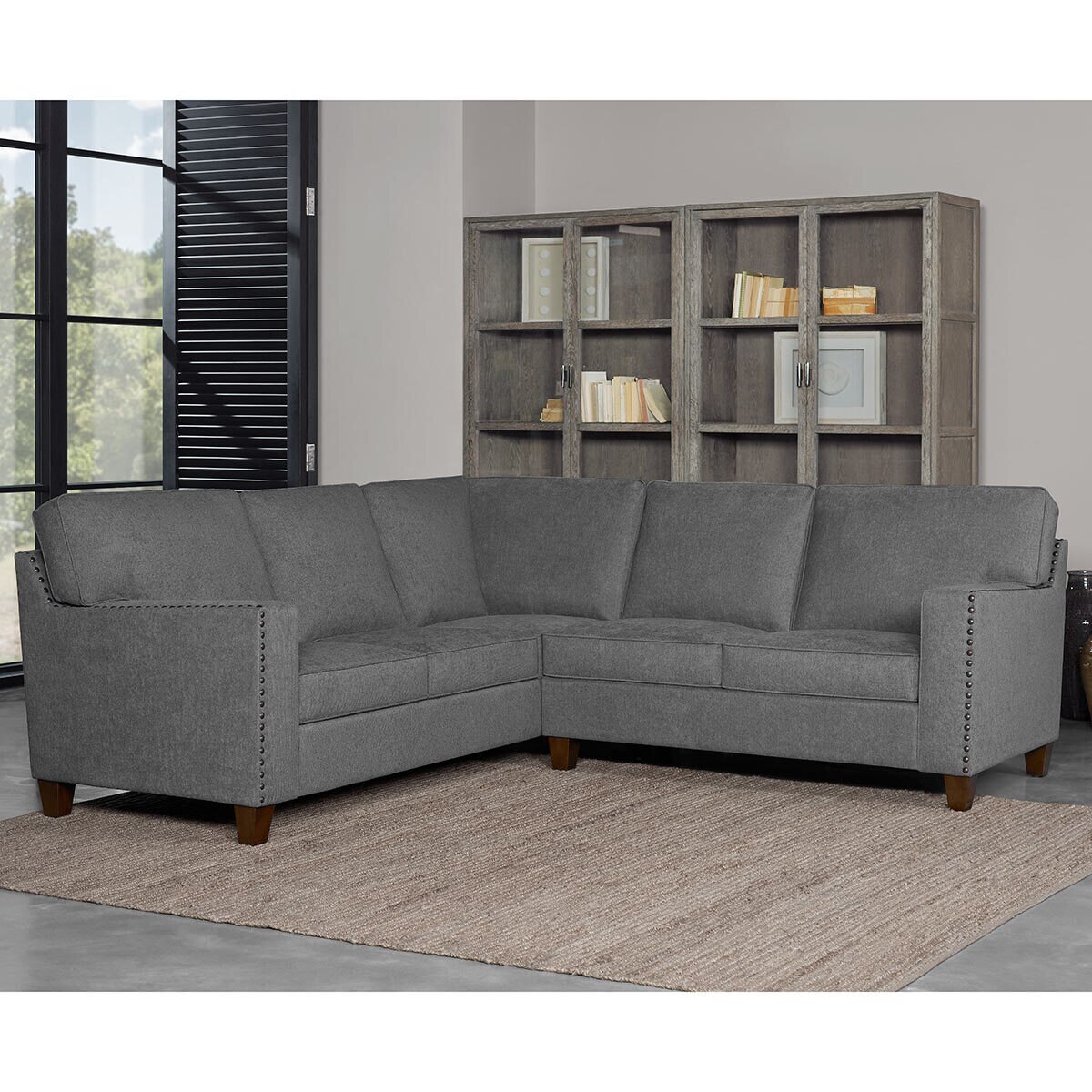 True Innovations Ellen Dark Grey Fabric Corner Sofa Co...