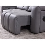 Dallas Grey Leather Power Sliding 3 Seater Sofa