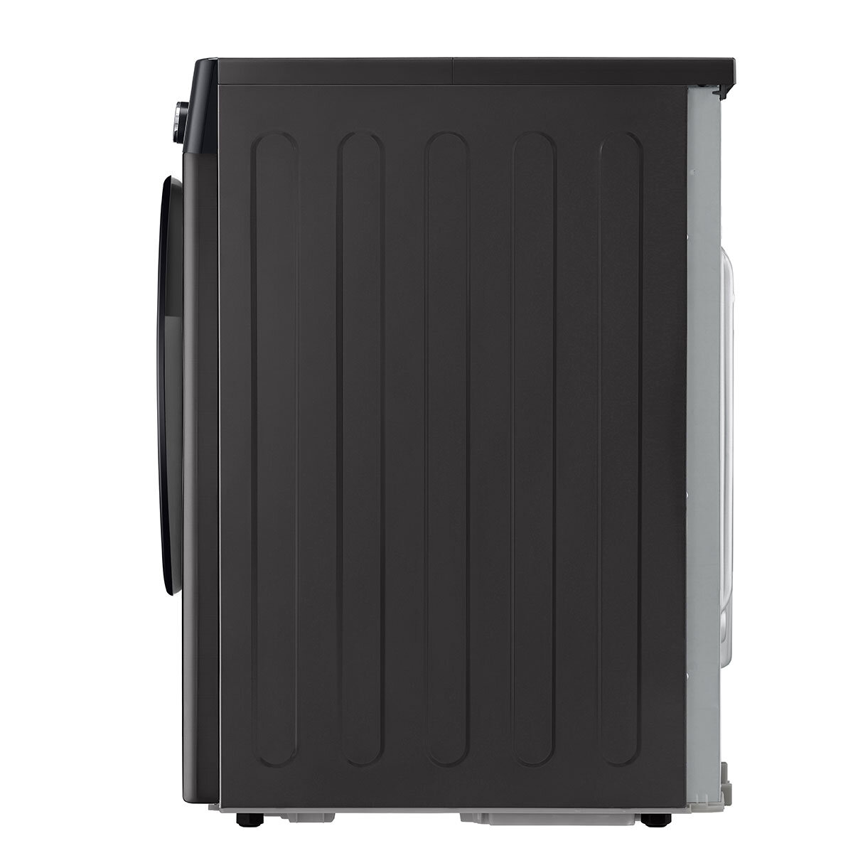 Side of LG FDV909BN DUAL Dry Freestanding Heat Pump Tumble Dryer, 9kg Load, Platinum Black