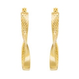 14ct Yellow Gold Twisted Oval Hoop Earrings