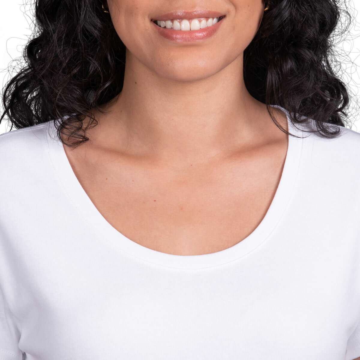 Kirkland Signature Ladies Scoop Neck Pima Tee in White