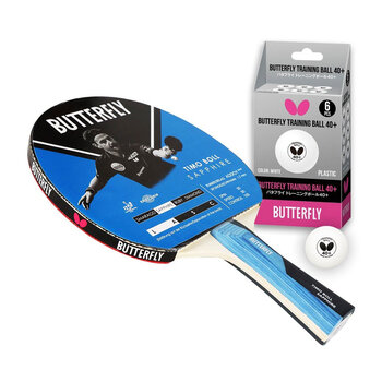 Butterfly Timo Boll Sapphire Indoor Table Tennis Bat and Ball Set