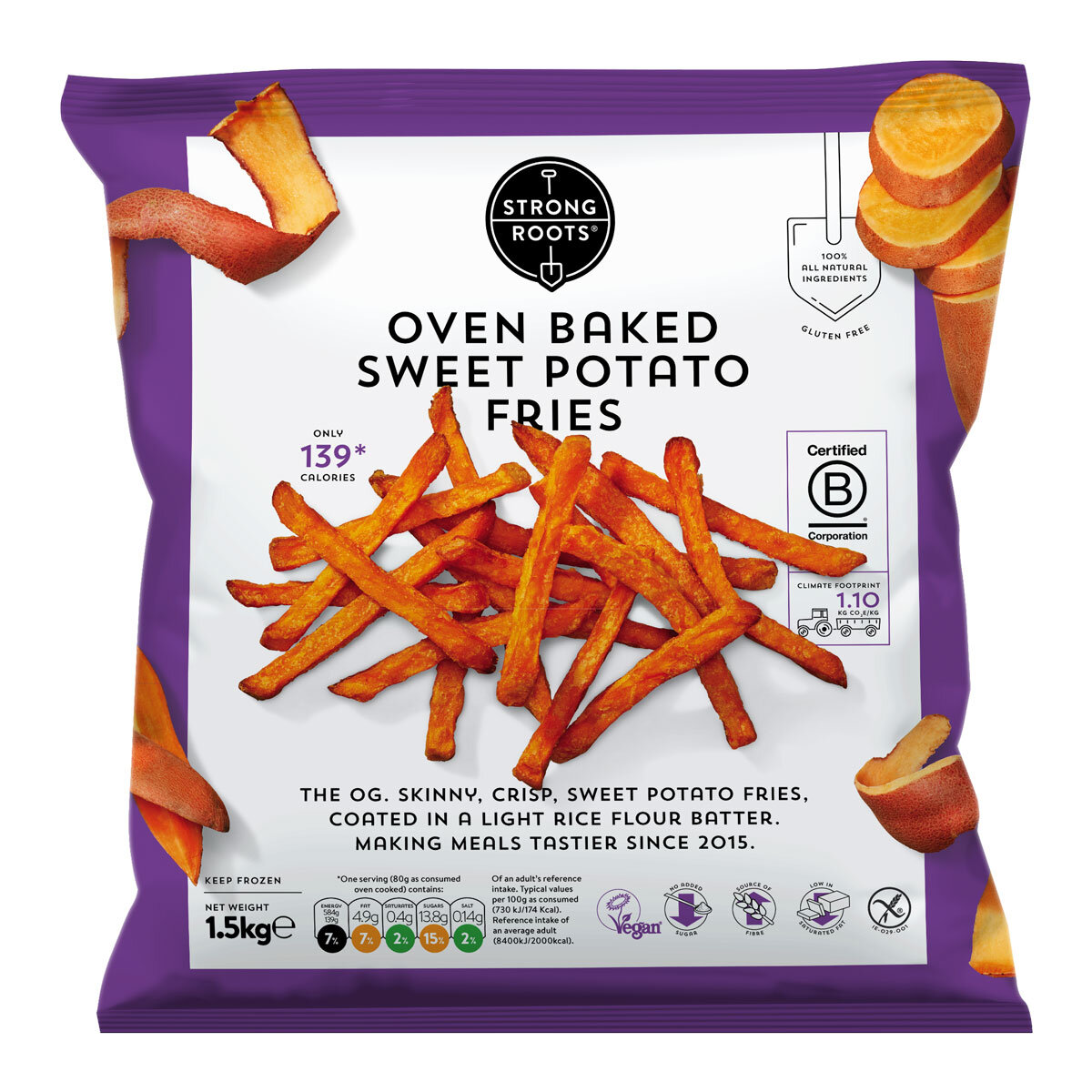 Strong Roots Oven Baked Sweet Potato Fries, 1.5kg
