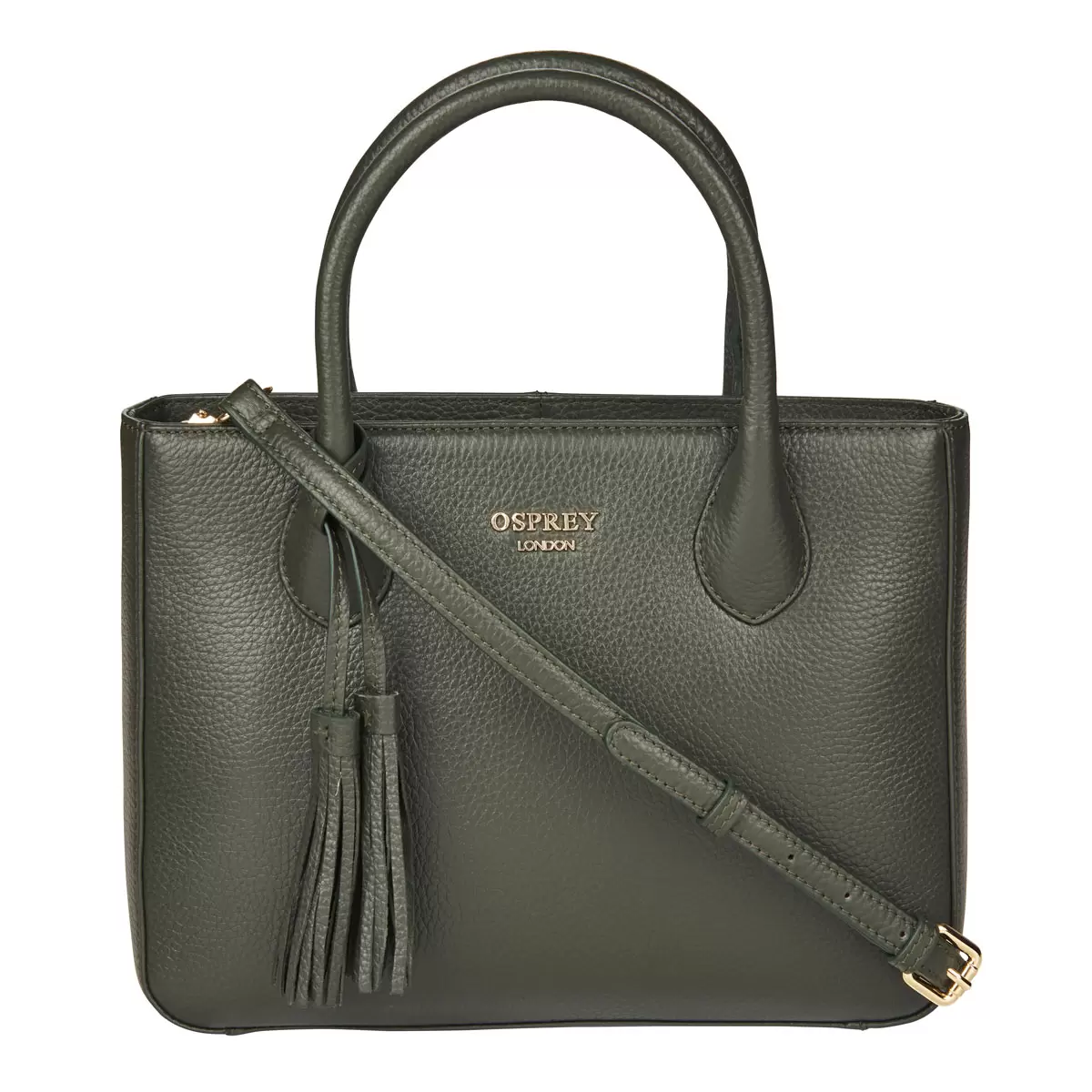 Osprey London Coast Leather Women's Grab Handbag, Forest Green