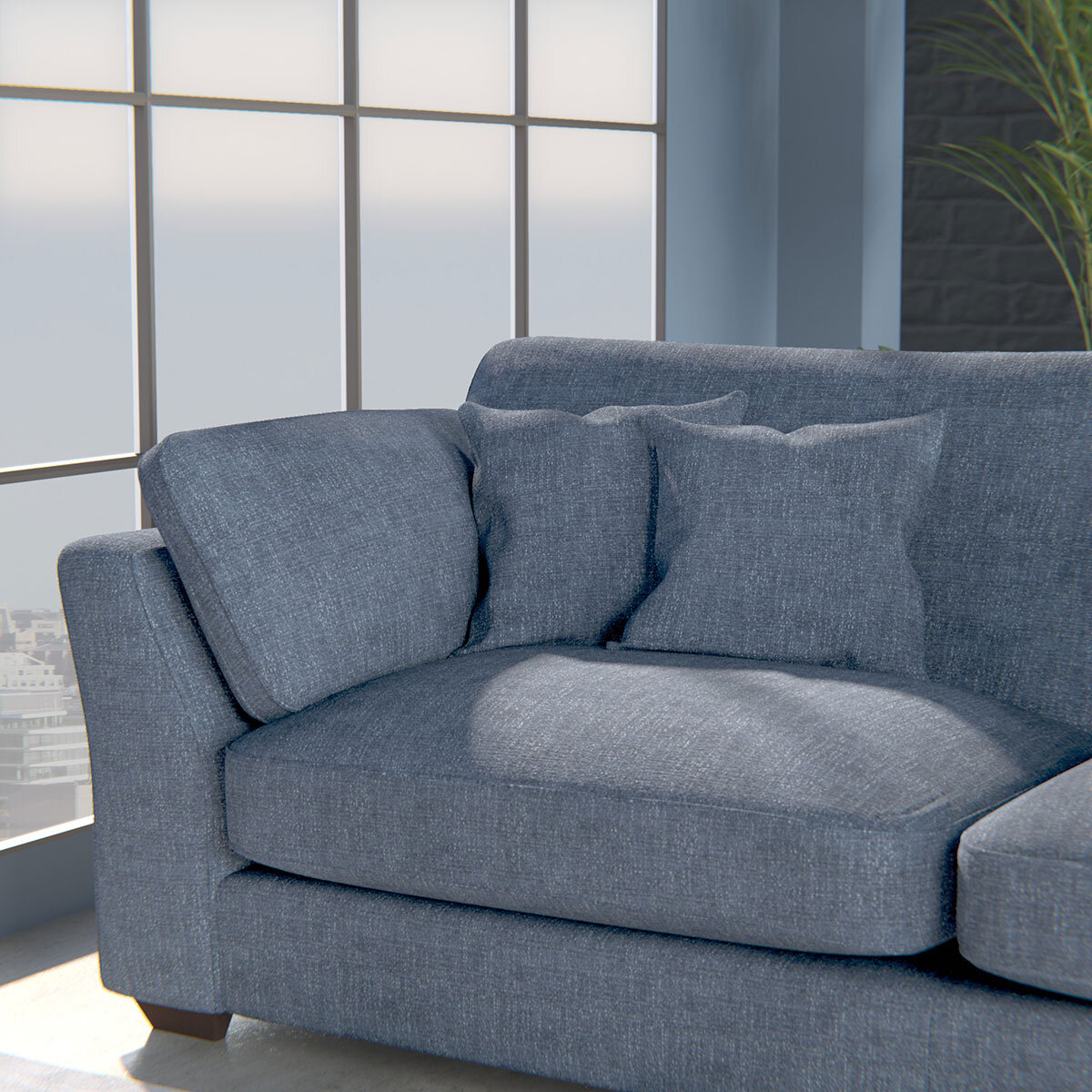 Selsey Blue Fabric 4 Seater Split Sofa