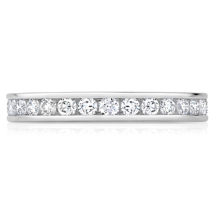 1.00ctw Round Brilliant Cut Channel Set Diamond Eternity Ring, 18ct White Gold, Size P 1.00ctw Round Brilliant Cut Channel Set Diamond Eternity Ring, 18ct White Gold, Size P